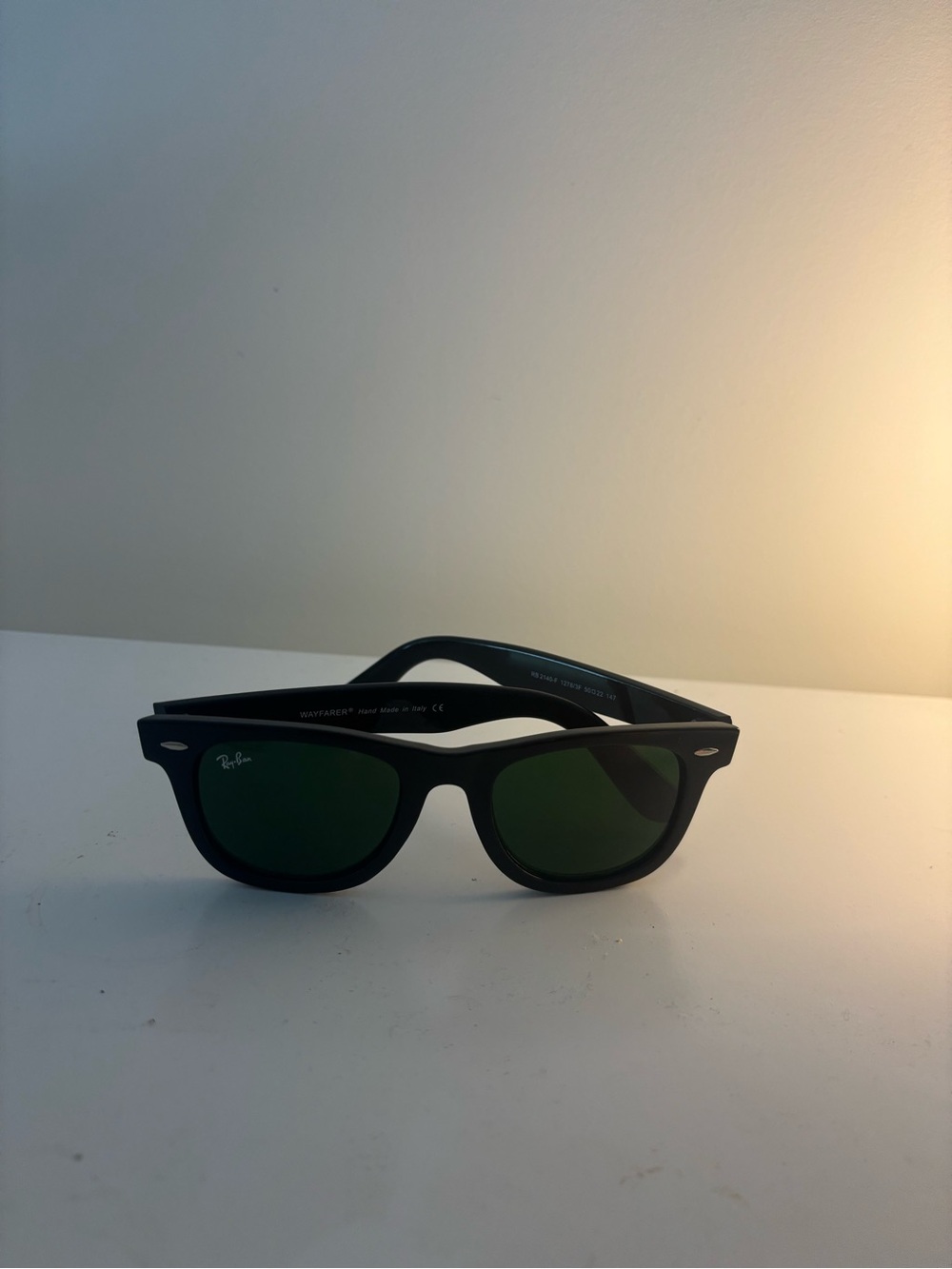 Ray-Ban Black Wayfarer Sunglasses with Green Lenses